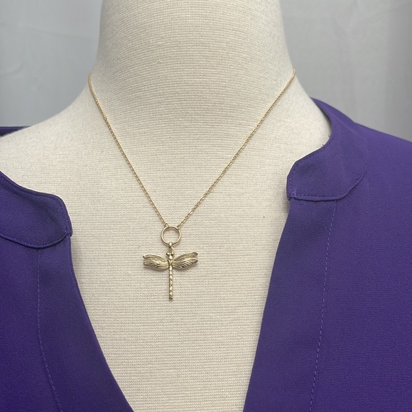 14K Gold dragonfly / Butterfly necklace (NWOT) Amazing detail - Picture 5 of 6
